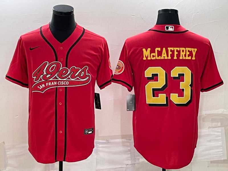 Men's San Francisco 49ers #23 Christian McCaffrey Red Gold With Patch Cool Base Stitched Baseball Jersey,We sell and wholesale Men's San Francisco 49ers #23 Christian McCaffrey Red Gold With Patch Cool Base Stitched Baseball Jersey on line form chian!